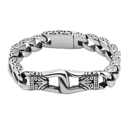 Tibetan Style Alloy Knot Link Bracelet with Curb Chains for Men