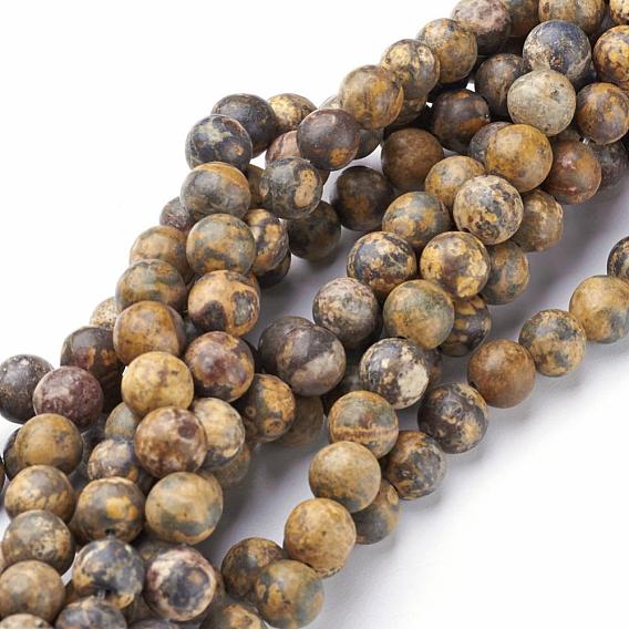 Natural Gemstone Leopardskin Round Beads Strands
