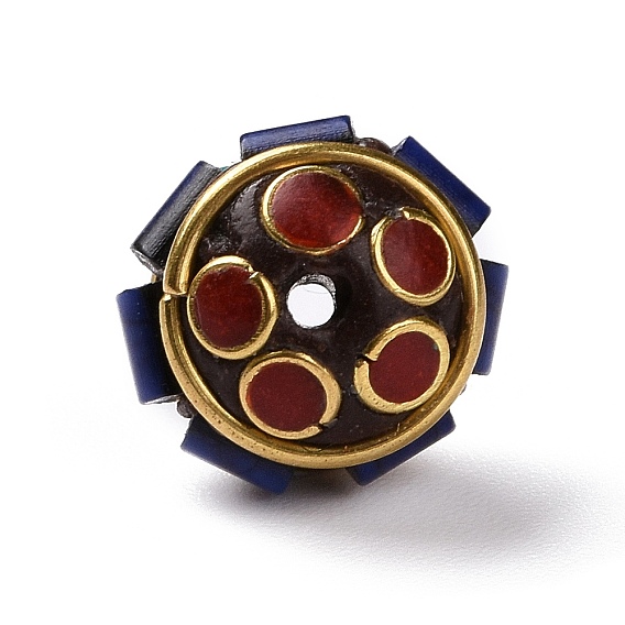 Индонезийские бусины ручной работы, с латунной фурнитурой и смоляными бусинами, рондель