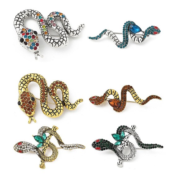 Броши из змеиного сплава со стразами для одежды рюкзака