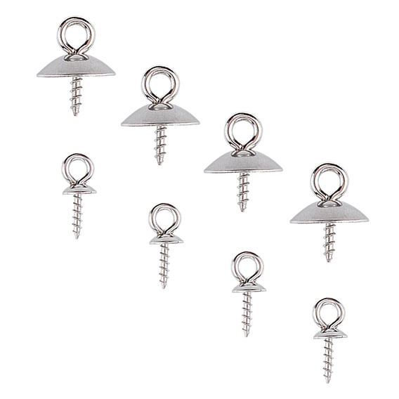 304 Stainless Steel Screw Eye Pin Peg Bails, For Half Drilled Beads
