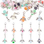 20 шт. 10 цвета сплав и стеклянные подвесные украшения, ангел, Сплав с застежками когтя омара
