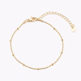 Brass Ball Chain Bracelets, with Rondelle Beads