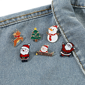 Christmas Brooch Cute Cartoon Creative Personality Santa Claus Snowman Christmas Tree Badge Commemorative Gift Accessories