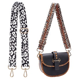 2Pcs 2 Style Polyester Adjustable Leopard Pattern Bag Strap, with Zinc Alloy Clasps, for Bag Replacement Accessories