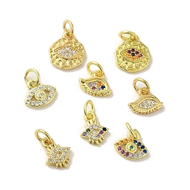 Brass Micro Pave Cubic Zirconia Charms, Real 18K Gold Plated, Eye Charms