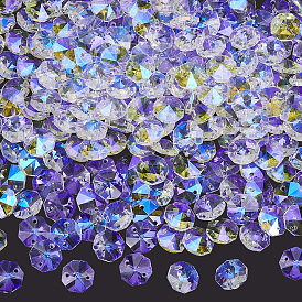 240Pcs Glass Connector Charms, Octagon Links