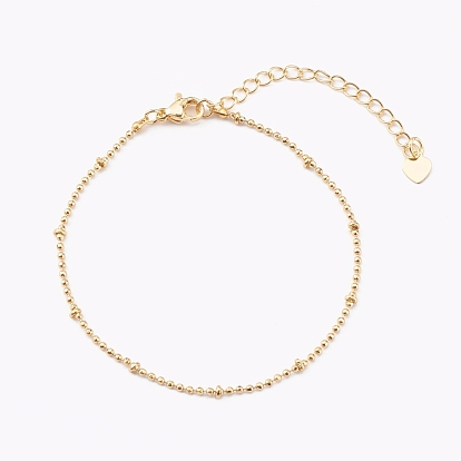 Brass Ball Chain Bracelets, with Rondelle Beads