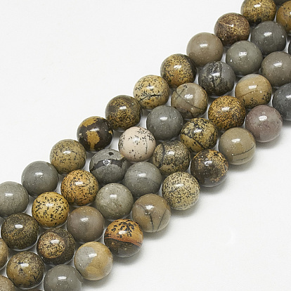 Natural Dendritic Jasper Beads Strands, Chohua Jasper, Round