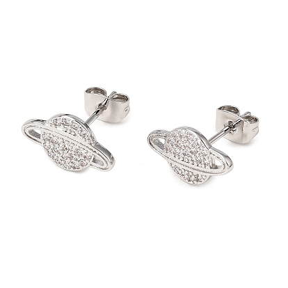 Micro cuivres ouvrent zircone cubique boucles d'oreille, planète