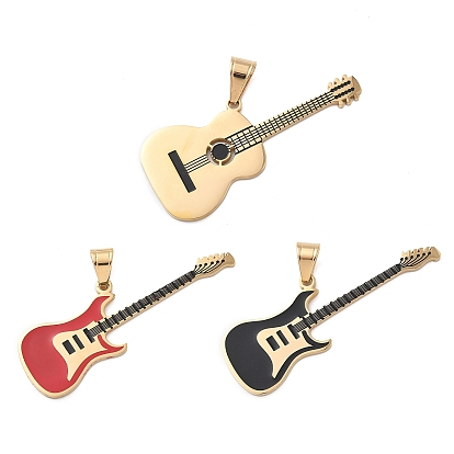 316 большие подвески из хирургической эмали из нержавеющей стали, гитар, вакуумные покрытия, реальный 18 k позолоченный