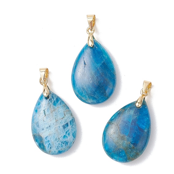Натуральный апатит подвеска, подвески-слезинки с латунными дужками, золотые