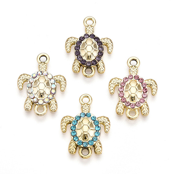 Подвески из сплава со стразами, золотой свет, без кадмия и без свинца, черепаха