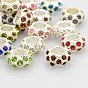 Silver Color Plated Alloy Grade A Rhinestone European Beads, Large Hole Beads, Rondelle, 11x6mm, Hole: 5mm