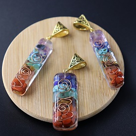 Natural stone crystal 7 color yoga stone pendant necklace