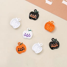 Halloween Theme Alloy Enamel Pendants, Pumpkin Charms
