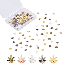 Alloy Cabochons, Nail Art Decoration Accessories for Women, Maple Leaf, Antique Golden & Antique Silver & Golden & Rose Gold & Silver Color Plated