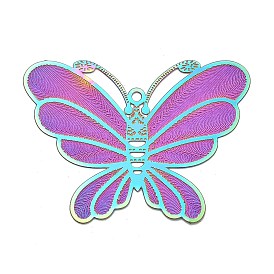 304 Stainless Steel Pendants, Etched Metal Embellishments, Butterfly Charm