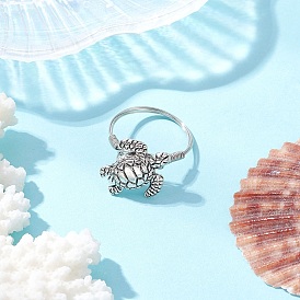 Anillos de dedo de la aleación de estilo tibetano, tortuga, anillos de dedo envueltos en alambre de cobre