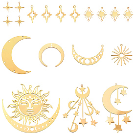 19 шт. 10 стили латунные филигранные соединительные элементы звенья и подвески, разнообразные