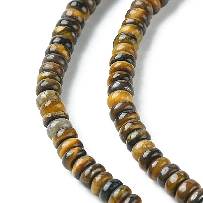 Natural Tiger Eye Beads Strands, FlatRound/Disc
