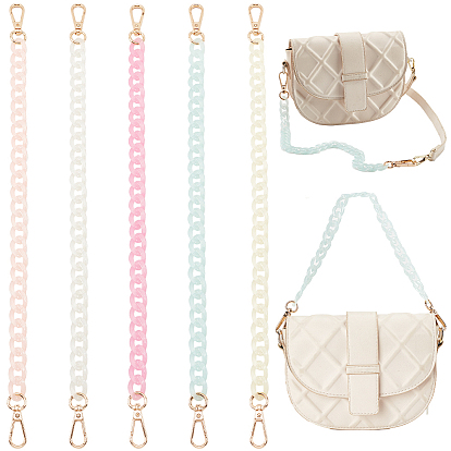 5 шт 5 цвета акриловые имитация желе панцирные цепочки звенья кошелек цепи, с поворотной застежкой из сплава