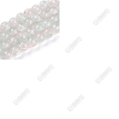 100Piezas de hilos de cuentas de vidrio craquelado transparente, rondo