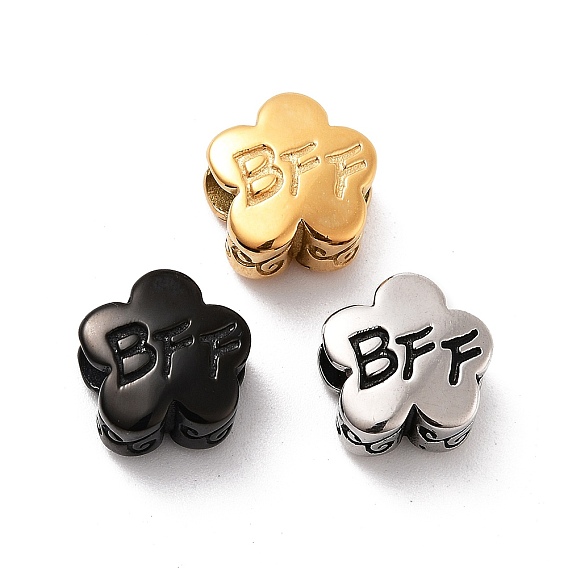 304 из нержавеющей стали европейские шарики, бусины с большим отверстием, цветок со словом bff