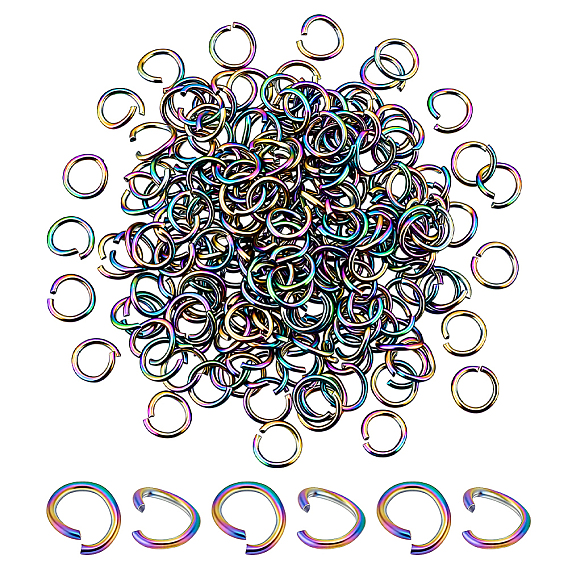 200Pcs 304 Stainless Steel Open Jump Rings, Ring, Ion Plating(IP)