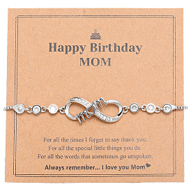 2шт. латунные браслеты-слайдеры с микро-паве из кубического циркония, браслет с бесконечной любовью ко дню матери