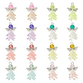 32шт 8цвета акриловые и стеклянные подвески, ангел, С результатами сплава и железа