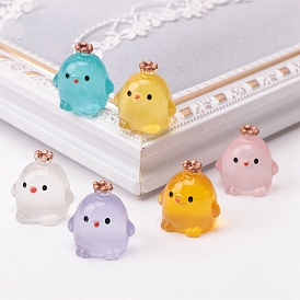 Luminous Miniature Resin Crown Chick Figurines, Glow in The Dark, Home Garden Decorations, Chick