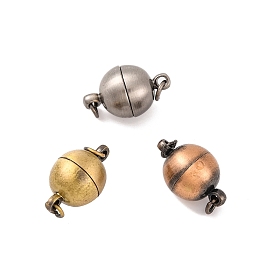 Brass Magnetic Clasps with Loops, Lead Free, Cadmium Free and Nickel Free, Oval, 17x10mm, Hole: 3mm