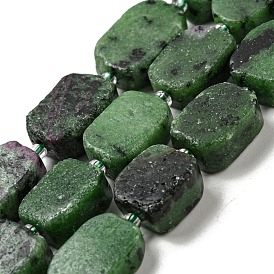 Natural Ruby in Zoisite Beads Strands, with Seed Beads, Rectangle