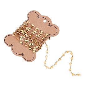 Soldered 304 Stainless Steel Heart Link Chains, with Cardboard Display Cards