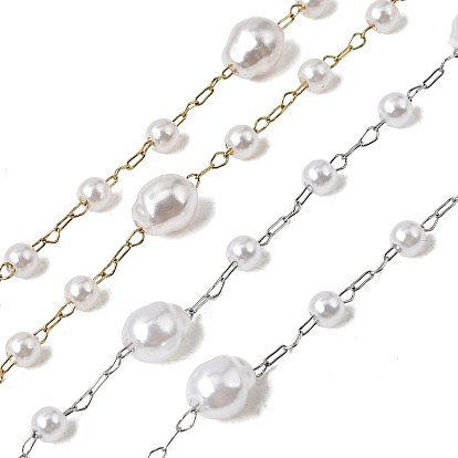 316 цепные цепи из нержавеющей стали, с круглыми и овальными бусинами из АБС-пластика, пайки, с катушкой