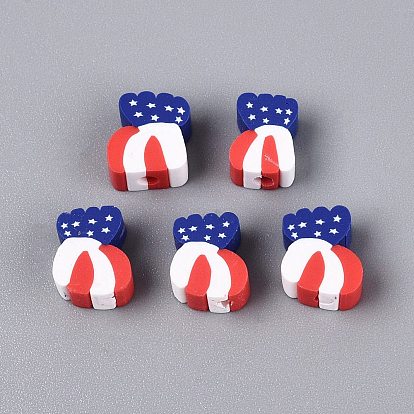 Independence Day Handmade Polymer Clay Beads, Socks with National Flag