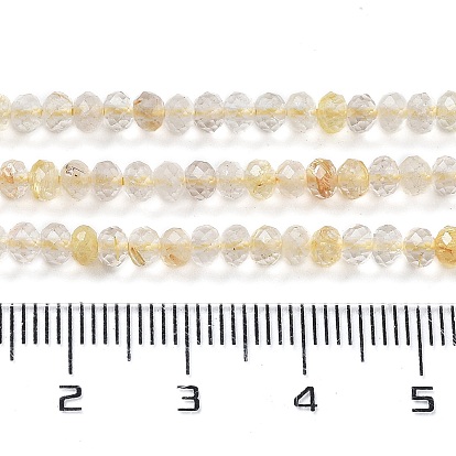 Natural Rutilated Quartz Beads Strands, Faceted, Rondelle