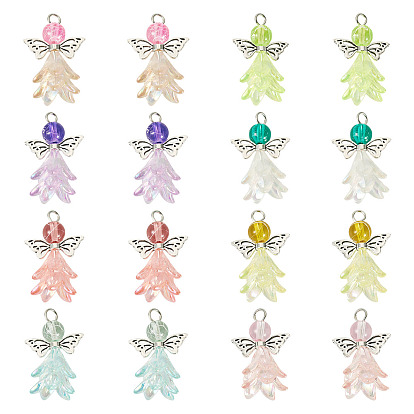 32шт 8цвета акриловые и стеклянные подвески, ангел, С результатами сплава и железа