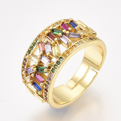 Adjustable Brass Micro Pave Cubic Zirconia Finger Rings