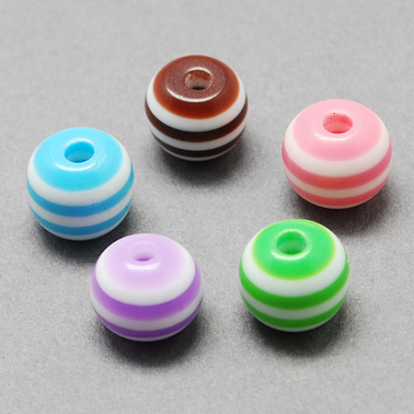 Round Striped Resin Beads