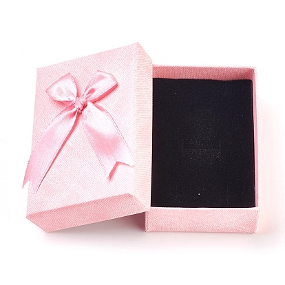 Gift box for rings or earrings - dark blue rectangle, bowknot of silver  colour