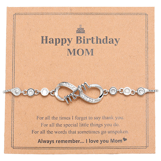 2шт. латунные браслеты-слайдеры с микро-паве из кубического циркония, браслет с бесконечной любовью ко дню матери