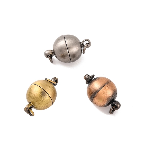 Латунные магнитные застежки с петлями, без свинца, без кадмия и без никеля , овальные, 17x10 мм, отверстие : 3 мм