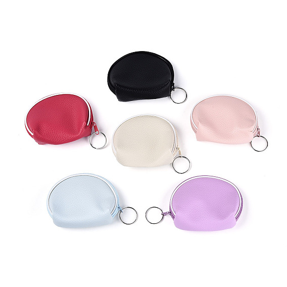 Искусственная кожа кошельки, кошелек для мелочи, полукруглая форма с железными кольцами для ключей, платина