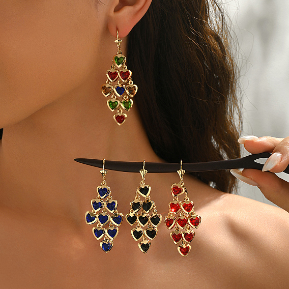 Серьги-кольца с кисточками в форме сердца из латуни, золотые