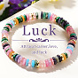 Natural Mixed Gemstone & Brass Beads Stretch Bracelets for Women, Flat Round