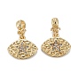 Brass Micro Pave Clear Cubic Zirconia Charms, with Ring, Long-Lasting Plated, Lead Free & Cadmium Free, Eye with Star Pattern, Large Hole Bead