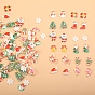 30Pcs Christmas Themed Opaque Resin Cabochons, with Glitter Power, Mixed Shapes