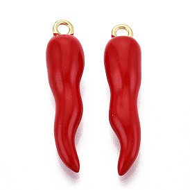 Латунь эмаль подвески, без кадмия и без свинца, реальный 18 k позолоченный, рог изобилия / итальянский рог корничелло амулеты